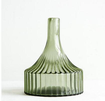 Green Striped Glass Vase, Flower Ware, Hydroponics Bottle, Glass Crafts, Home Decoration And Decoration Articles - Pacisia