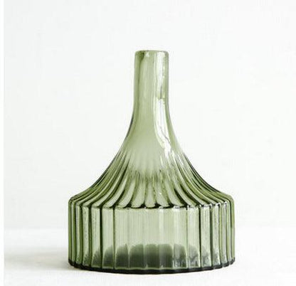 Green Striped Glass Vase, Flower Ware, Hydroponics Bottle, Glass Crafts, Home Decoration And Decoration Articles - Pacisia