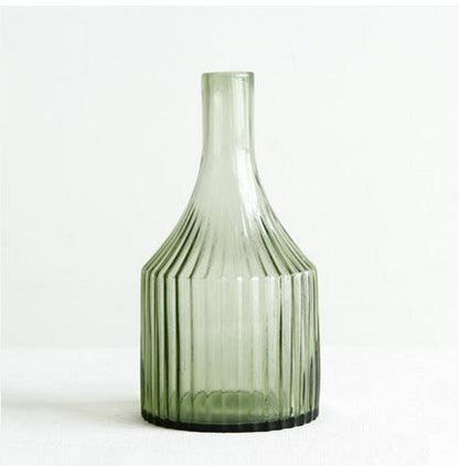 Green Striped Glass Vase, Flower Ware, Hydroponics Bottle, Glass Crafts, Home Decoration And Decoration Articles - Pacisia