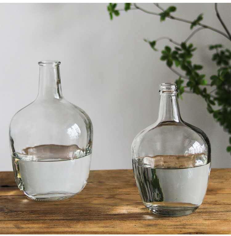 Japanese Bell Horse Drunk Wood Nantian Bamboo Nordic Style Simple Thin Mouth Big Belly Bottle Vase Transparent Indoor Flower Arranging Device - Pacisia