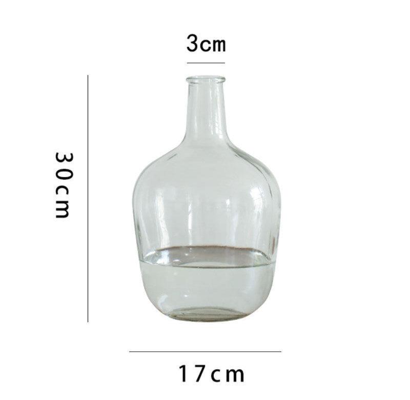 Japanese Bell Horse Drunk Wood Nantian Bamboo Nordic Style Simple Thin Mouth Big Belly Bottle Vase Transparent Indoor Flower Arranging Device - Pacisia