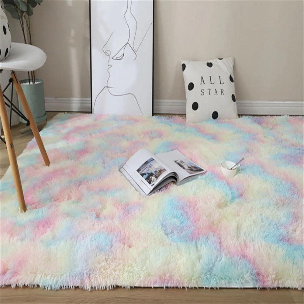 New Gradient Color Tie-Dye Carpet, Simple Long Hair Mat, Doormat, Sofa, Living Room, Bedside Mat - Pacisia