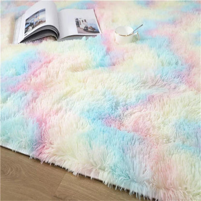 New Gradient Color Tie-Dye Carpet, Simple Long Hair Mat, Doormat, Sofa, Living Room, Bedside Mat - Pacisia