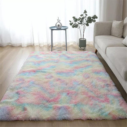 New Gradient Color Tie-Dye Carpet, Simple Long Hair Mat, Doormat, Sofa, Living Room, Bedside Mat - Pacisia