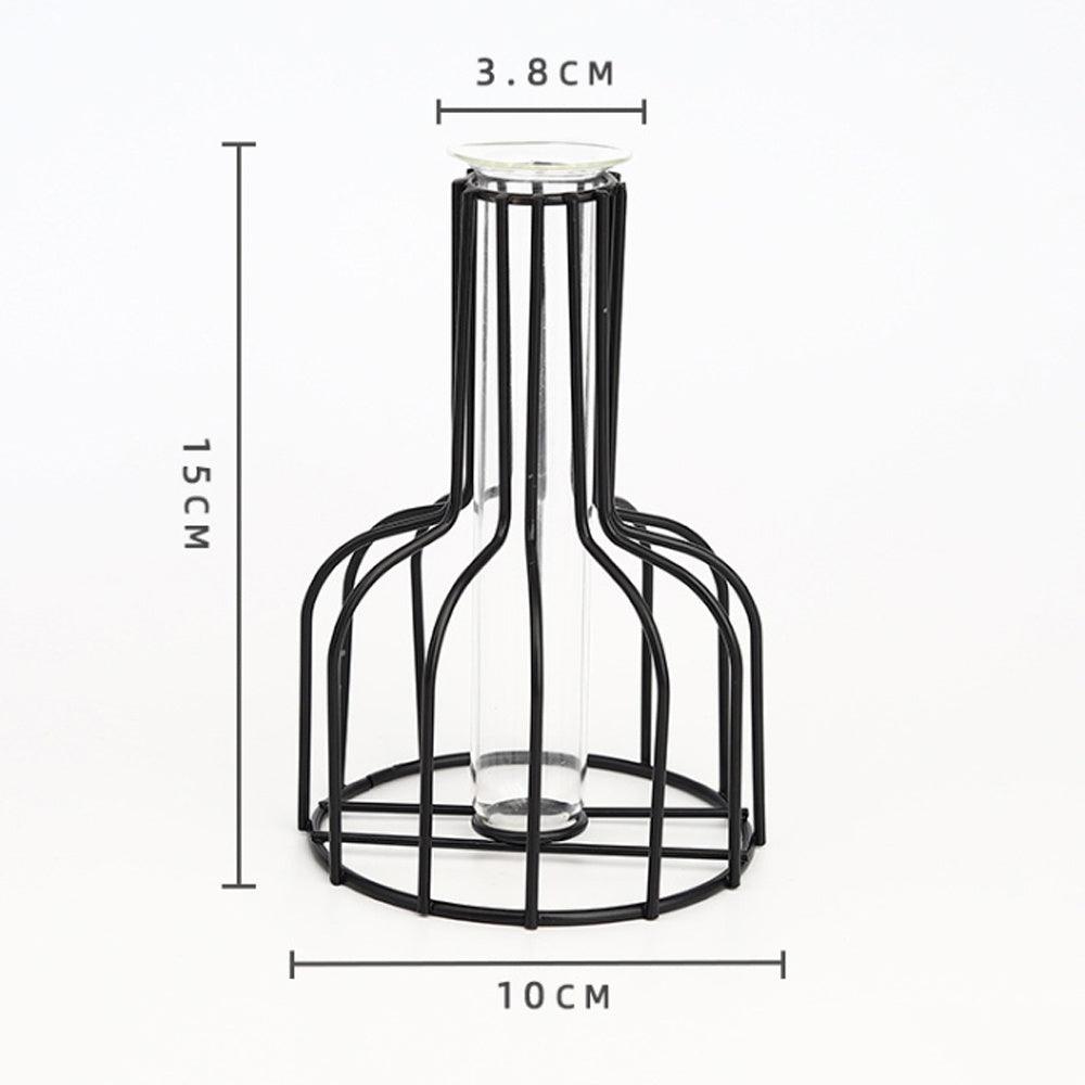 Nordic Minimalist Wrought Iron Geometric Glass Test Tube Hydroponic Vase Home Desktop Decoration - Pacisia