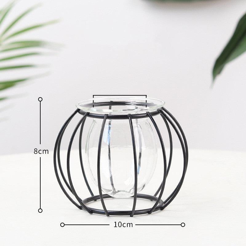 Nordic Minimalist Wrought Iron Geometric Glass Test Tube Hydroponic Vase Home Desktop Decoration - Pacisia