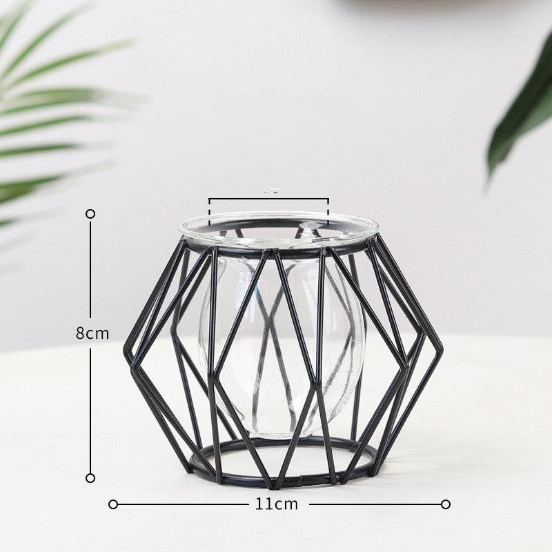 Nordic Minimalist Wrought Iron Geometric Glass Test Tube Hydroponic Vase Home Desktop Decoration - Pacisia