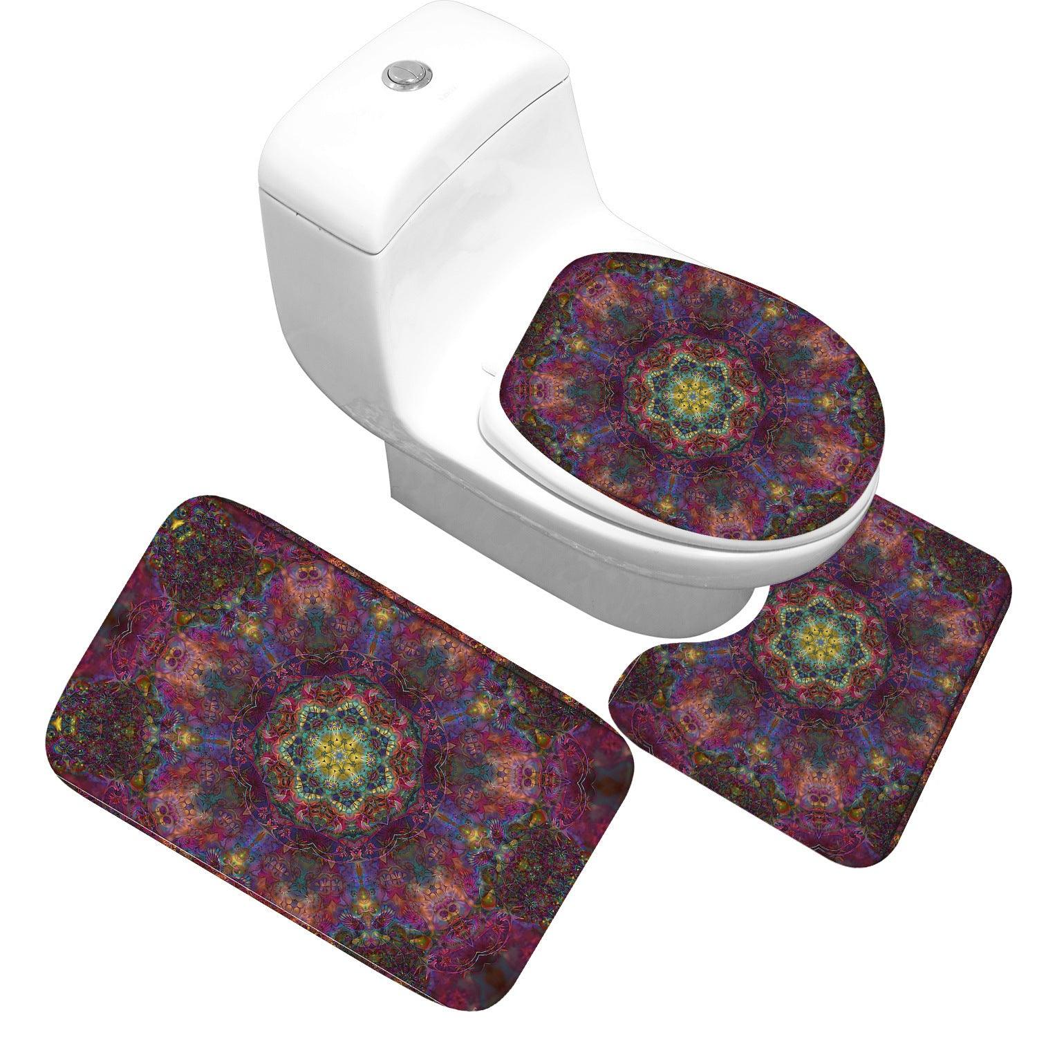 Receiving Bag Three-piece Toilet Bathroom Toilet Carpet Non-slip Absorbent Toilet Floor Mat Classic Pattern - Pacisia