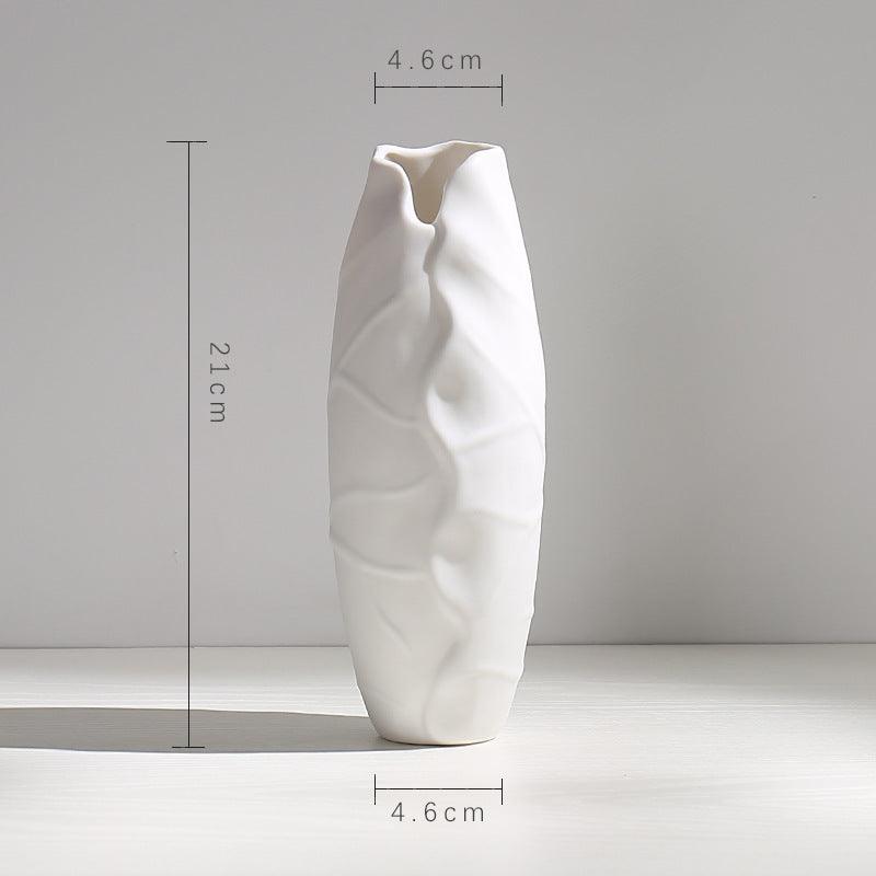 Wind Ceramic Dried Flower Vase Small Flower Flower Arrangement White Desktop Living Room Home Decoration Ornaments - Pacisia