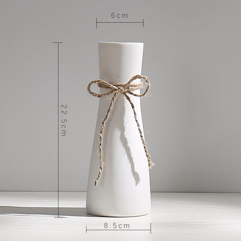 Wind Ceramic Dried Flower Vase Small Flower Flower Arrangement White Desktop Living Room Home Decoration Ornaments - Pacisia