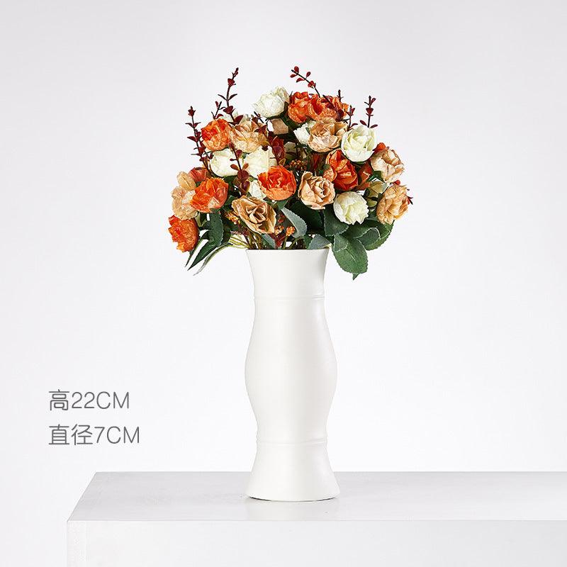 Wind Ceramic Dried Flower Vase Small Flower Flower Arrangement White Desktop Living Room Home Decoration Ornaments - Pacisia