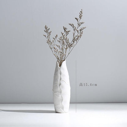 Wind Ceramic Dried Flower Vase Small Flower Flower Arrangement White Desktop Living Room Home Decoration Ornaments - Pacisia