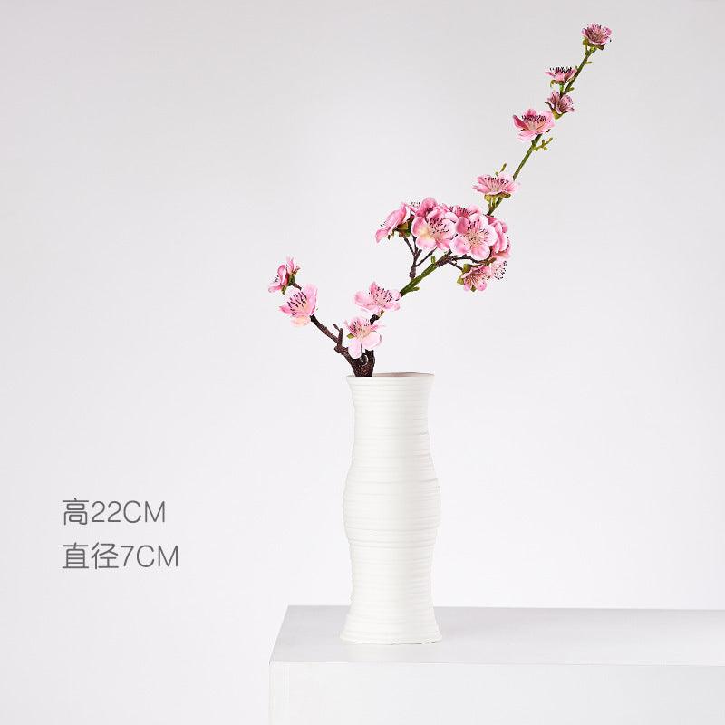 Wind Ceramic Dried Flower Vase Small Flower Flower Arrangement White Desktop Living Room Home Decoration Ornaments - Pacisia