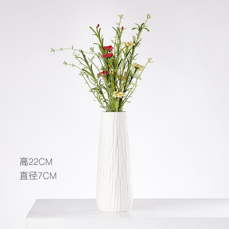 Wind Ceramic Dried Flower Vase Small Flower Flower Arrangement White Desktop Living Room Home Decoration Ornaments - Pacisia