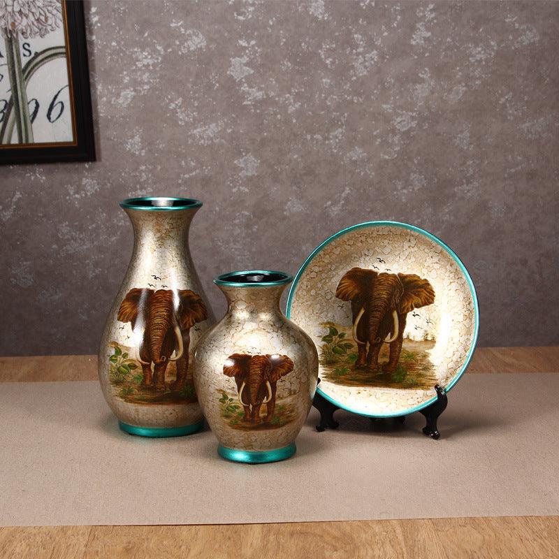 Creative Wedding Gift Home Furnishings Retro Ceramic Vase Living Room Three-Piece Wine Cabinet Decoration Ornaments - Pacisia