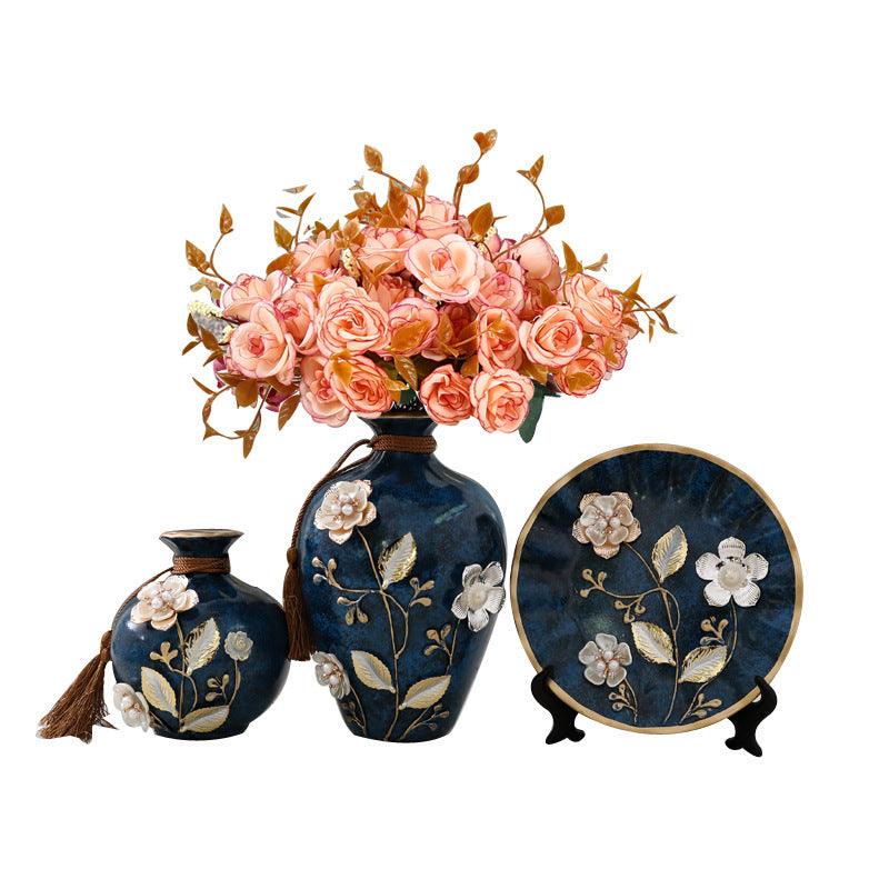 Creative Wedding Gift Home Furnishings Retro Ceramic Vase Living Room Three-Piece Wine Cabinet Decoration Ornaments - Pacisia