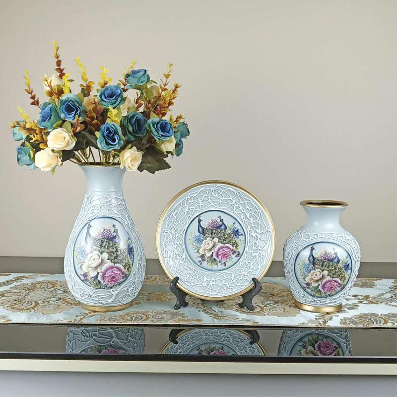 Creative Wedding Gift Home Furnishings Retro Ceramic Vase Living Room Three-Piece Wine Cabinet Decoration Ornaments - Pacisia