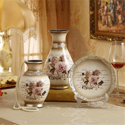 Creative Wedding Gift Home Furnishings Retro Ceramic Vase Living Room Three-Piece Wine Cabinet Decoration Ornaments - Pacisia