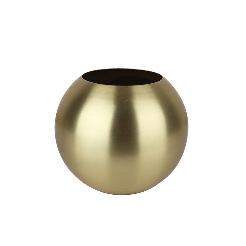Stainless Steel Vase Metal Golden Spherical Vase Flower Arrangement Table Decoration Decoration - Pacisia