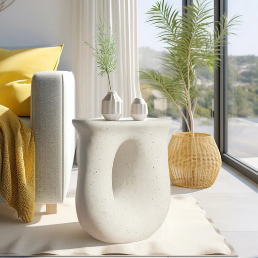 17.7" Pedestal Table Stand Cabin Decor, Handcast Polyresin, Full Color Finish End Table, Side Table, Plant Stand - Pacisia