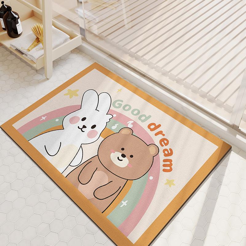 Cartoon Bathroom Diatom Mud Absorbent Cushion Toilet Door Mat Toilet Door Quick-drying Floor Mat - Pacisia