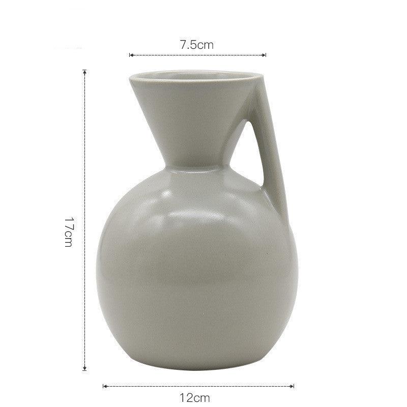 Flower Vase Nordic Ceramic Vase Decoration Home Creative Models Living Room Model Flower Arrangement Geometric Art Decorative - Pacisia