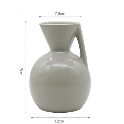 Flower Vase Nordic Ceramic Vase Decoration Home Creative Models Living Room Model Flower Arrangement Geometric Art Decorative - Pacisia