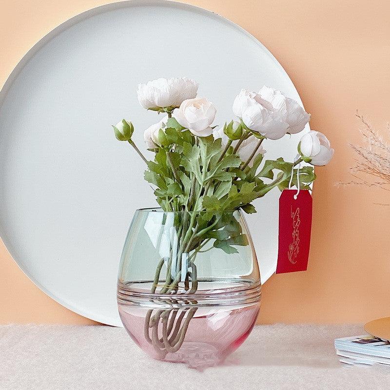 Designer Transparent Glass Vase Irregular Dining Table Vase Sample Room Decoration Colored Flower - Pacisia