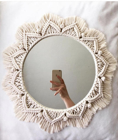 Sunflower. INS Scandinavian Girl Heart Mirror Handmade Tapestry Cosmetic Mirror Ring Home Decoration - Pacisia