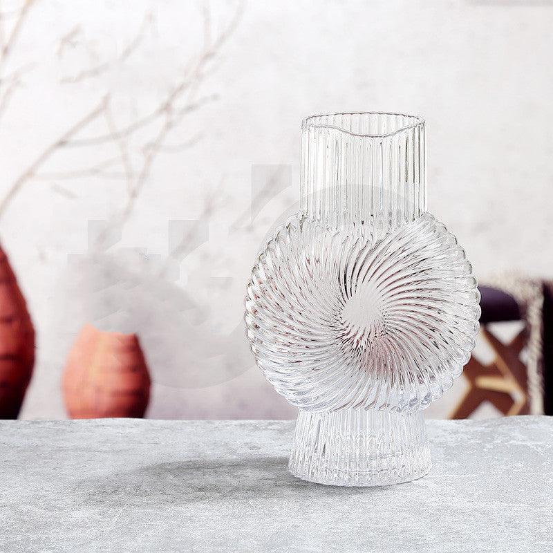 White Flower Vase Aesthetic Transparant Modern Luxury Terrarium Vase Glass Design Round Vaso Decorativo Table Decoration DL60HP - Pacisia