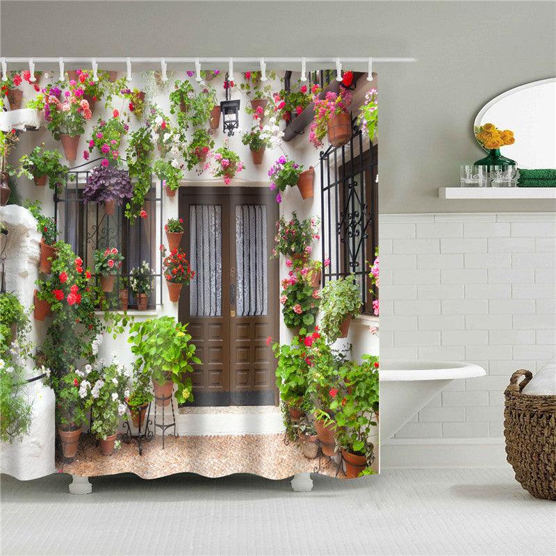 Garden Flowers Scenery Shower Curtains Bath Curtain Waterproof Bathroom Home Decor Washable Fabric Bathroom Screens - Pacisia