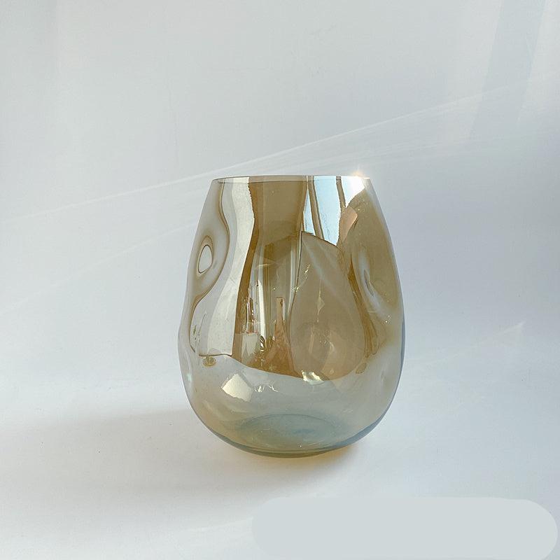 Designer Transparent Glass Vase Irregular Dining Table Vase Sample Room Decoration Colored Flower - Pacisia