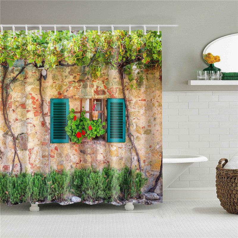 Garden Flowers Scenery Shower Curtains Bath Curtain Waterproof Bathroom Home Decor Washable Fabric Bathroom Screens - Pacisia