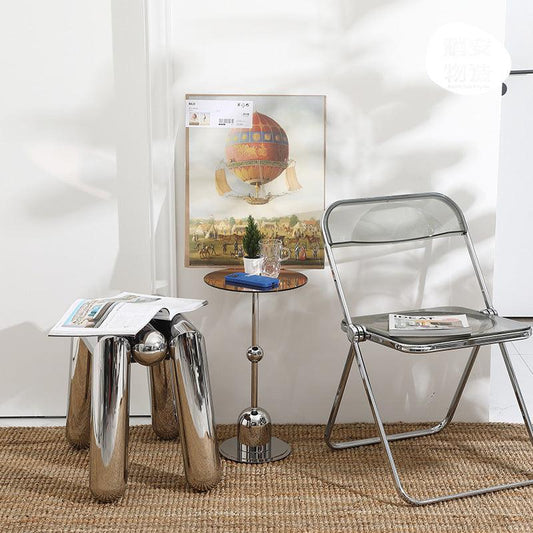 Minimalist Side Table Short Stool Coffee Living Room Stainless Steel Italian Household Shoes - Pacisia