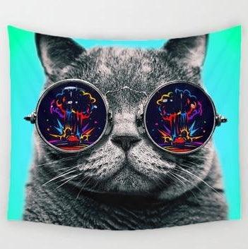 Cute Cat Tapestry Living Room House Decoration Tapestry Wall Hanging Room Decor Aesthetic - Pacisia