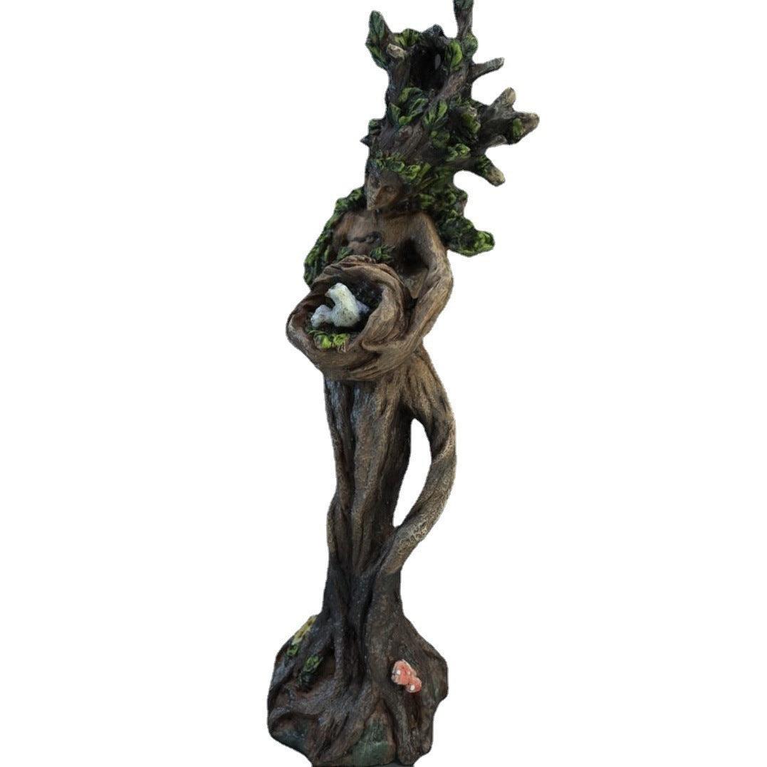 Tree Man And Bird Statue Resin Crafts Table Decorative Ornaments Garden Forest Goddess Sculpture - Pacisia