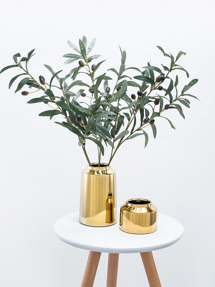 Brass Golden Ceramic Vase Nordic Home Living Room Decoration Dried Flowers Pen Holder Floral - Pacisia