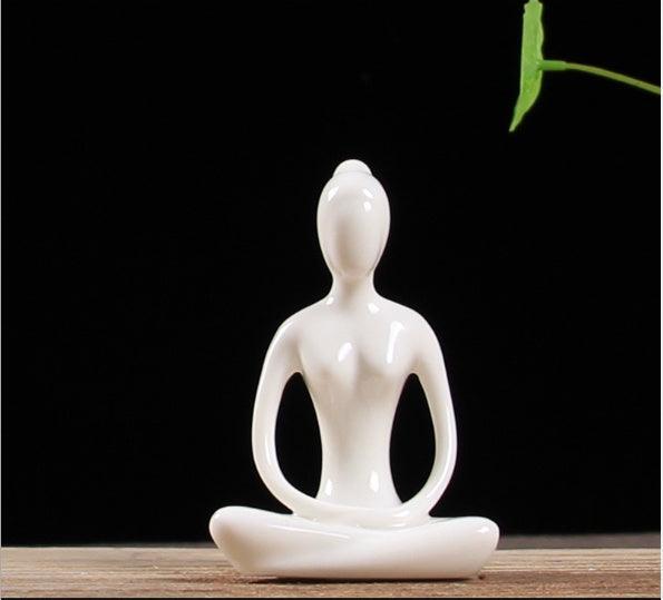 Abstract Art Ceramic Yoga Figurines Porcelain Yog Statue Home Decoration Accessories Office Desktop Ornament - Pacisia