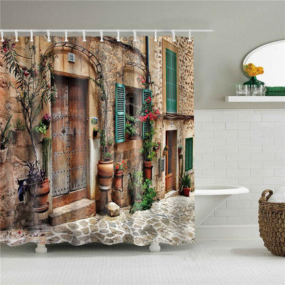 Garden Flowers Scenery Shower Curtains Bath Curtain Waterproof Bathroom Home Decor Washable Fabric Bathroom Screens - Pacisia