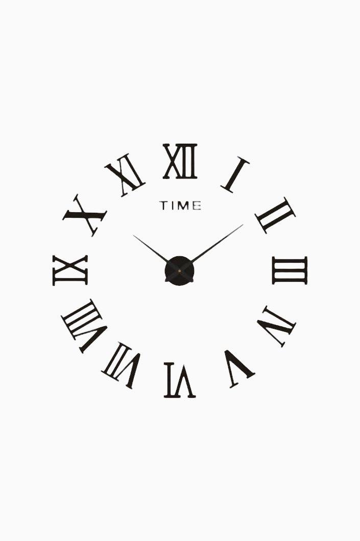 3D Roman Numeral Clock Black No background pacisia home decor