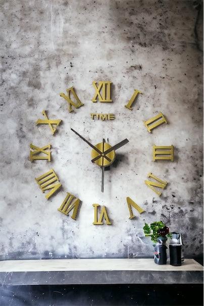 3D Roman Numeral Clock Gold 