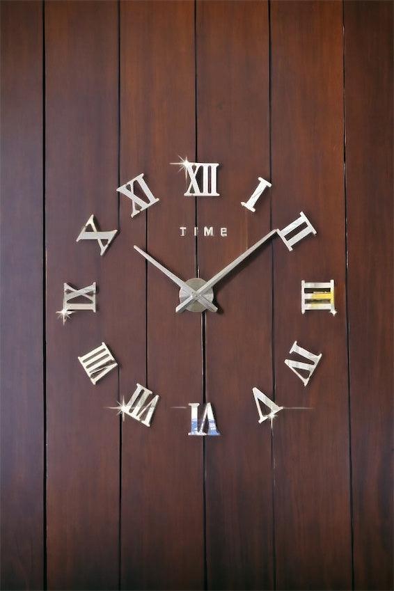 3D Roman Numeral Clock Silver