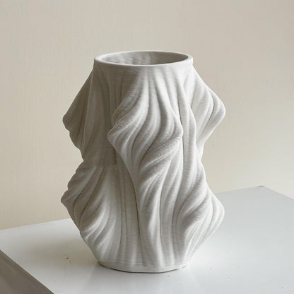 3D Printed White Ceramic Vase Premium Floral Ornament - Pacisia