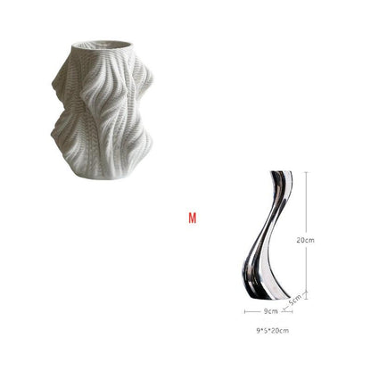 3D Printed White Ceramic Vase Premium Floral Ornament - Pacisia