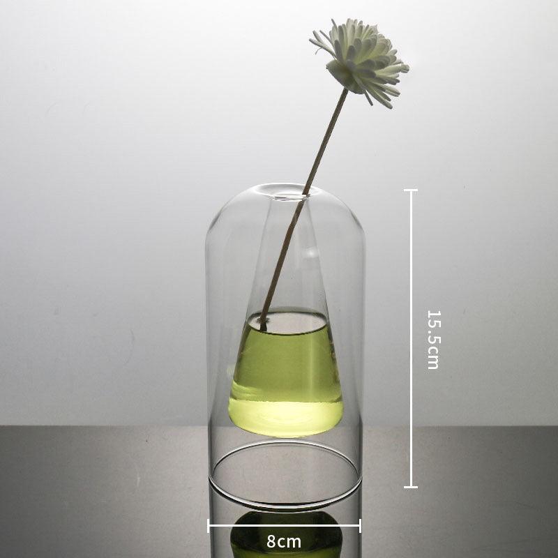 Vases Glass Vase Home Decor Room Decor Modern Wedding Decoration Hydroponic Flower Pot Double Glass Container Crafts Ornament - Pacisia