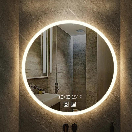 40/50/60CM Round Smart Makeup Bathroom Mirror Adjustable 3 Color Bright LED LIght MultiFunction With Defogging Bluetooth Speaker - Pacisia