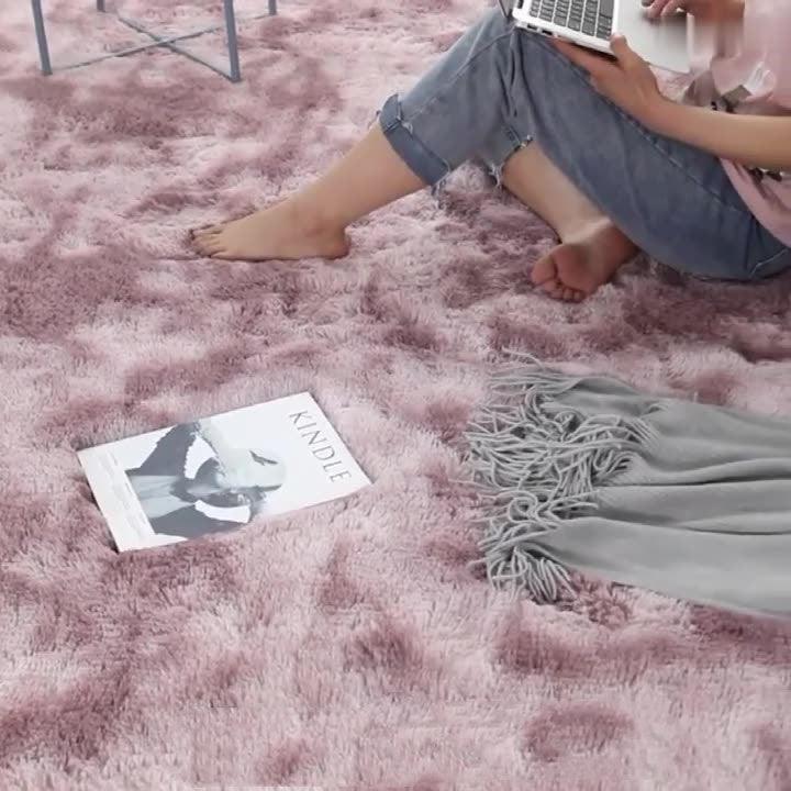 Ins Nordic Tie-dyed Gradient Carpet Home Living Room Bedroom Long Wool Washable Full Carpet - Pacisia