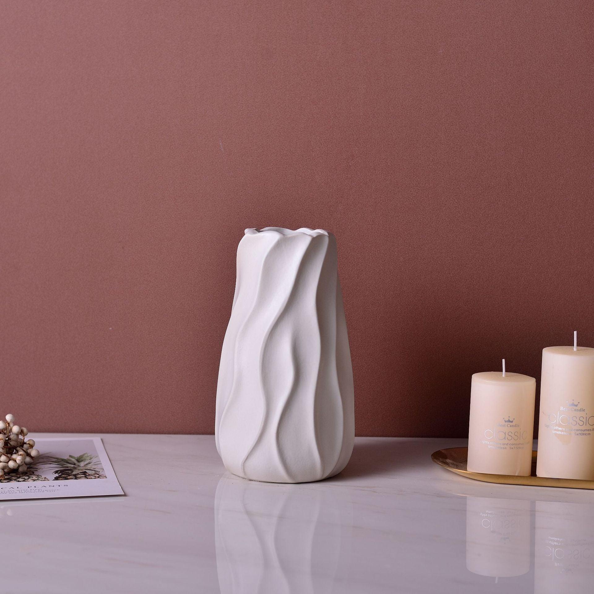 White Green Yellow Red Ceramic Vase Three-piece Set Home Decoration Vase Crafts Ornaments - Pacisia