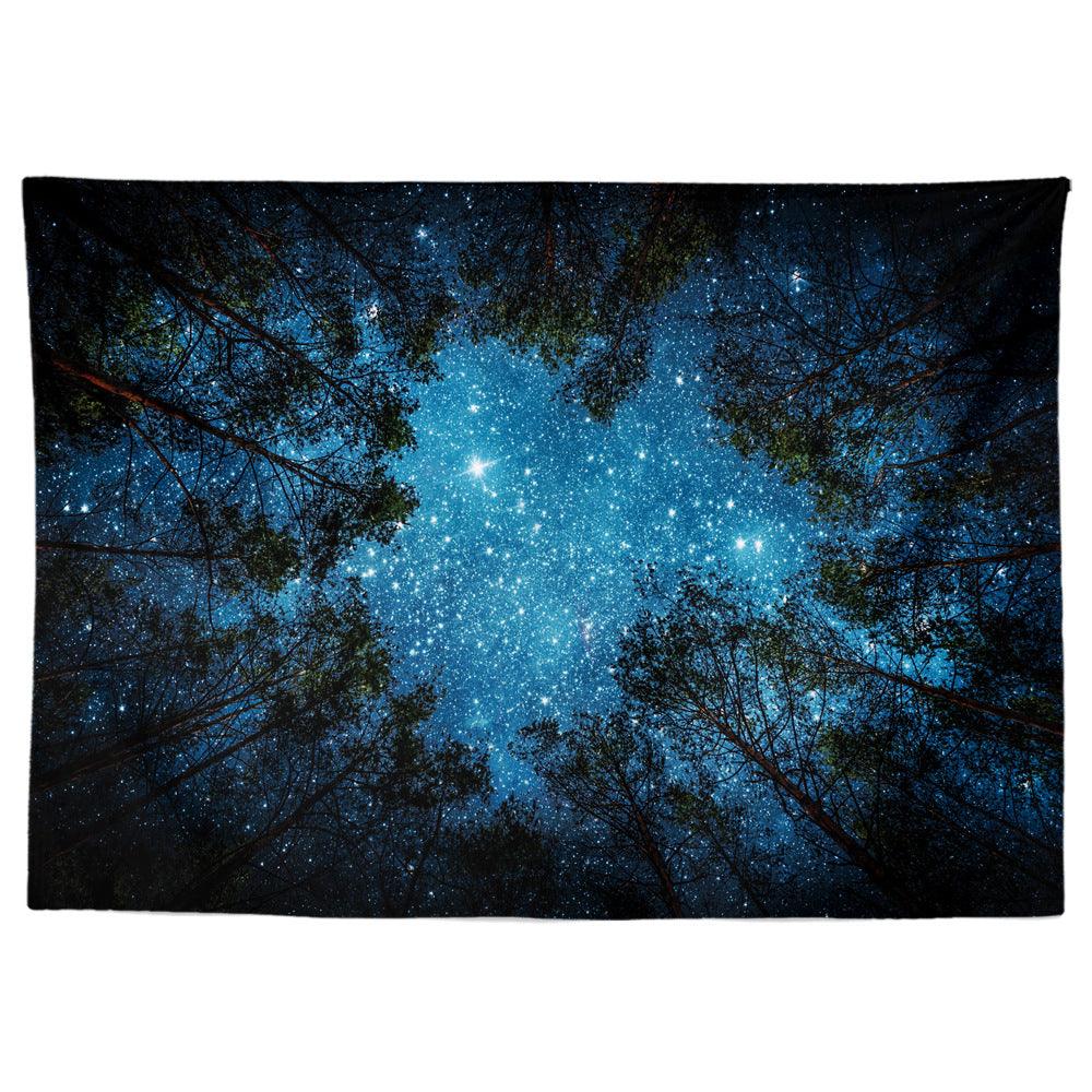 Forest Tapestry Wall Hanging Psychedelic Trees And Stars Fabric Tapestry Home Decor Polyester Table Cover Forest Night Tapestry Forest Tapestry Wall Hanging Psychedelic Trees And Stars Fabric Tapes - Pacisia