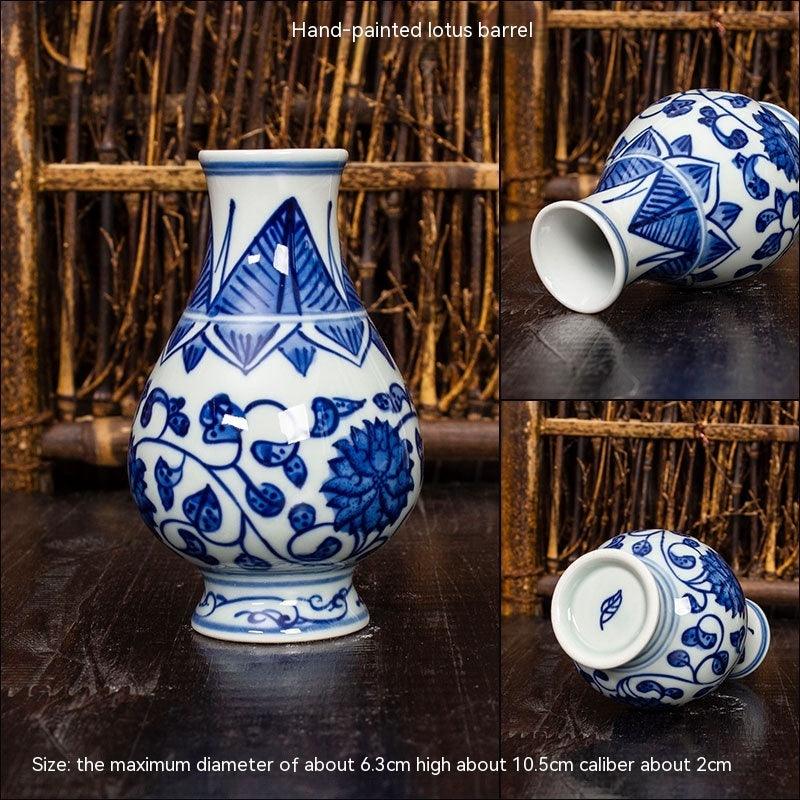 Jingdezhen Ceramic Small Vase Hydroponic Antique Shelf Ornament Hand-painted Blue And White Porcelain Bottle Souvenirs - Pacisia